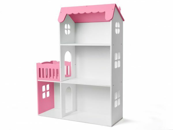 Кукольный домик три этажа с балконом розовый