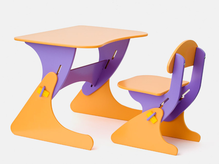 Столик со стульчиком «Буслик» фиолетово-оранжевый