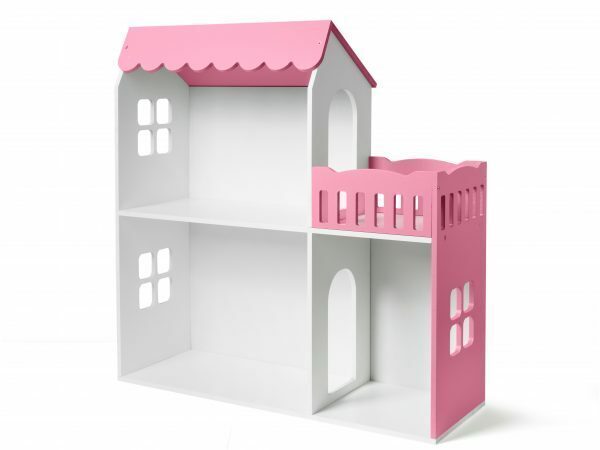 Кукольный домик два этажа с балконом розовый