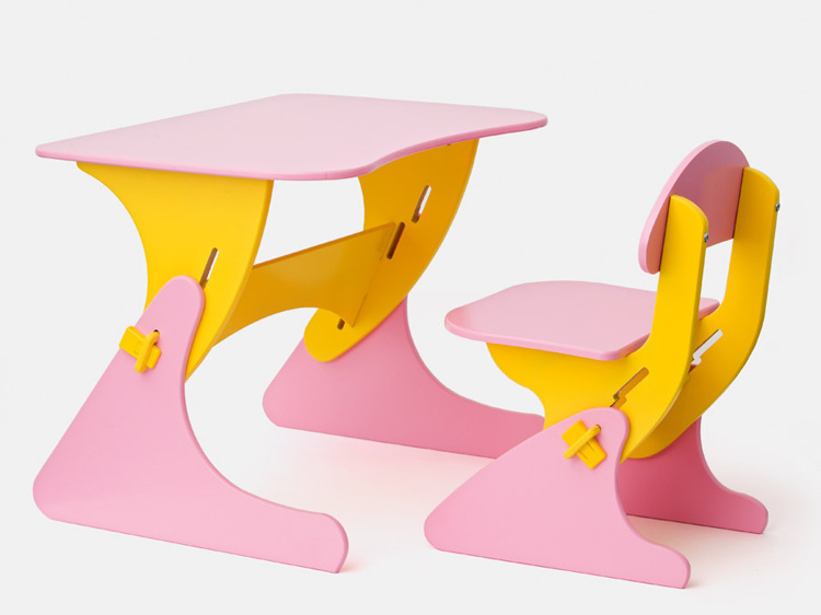 Столик со стульчиком «Буслик» розово-желтый