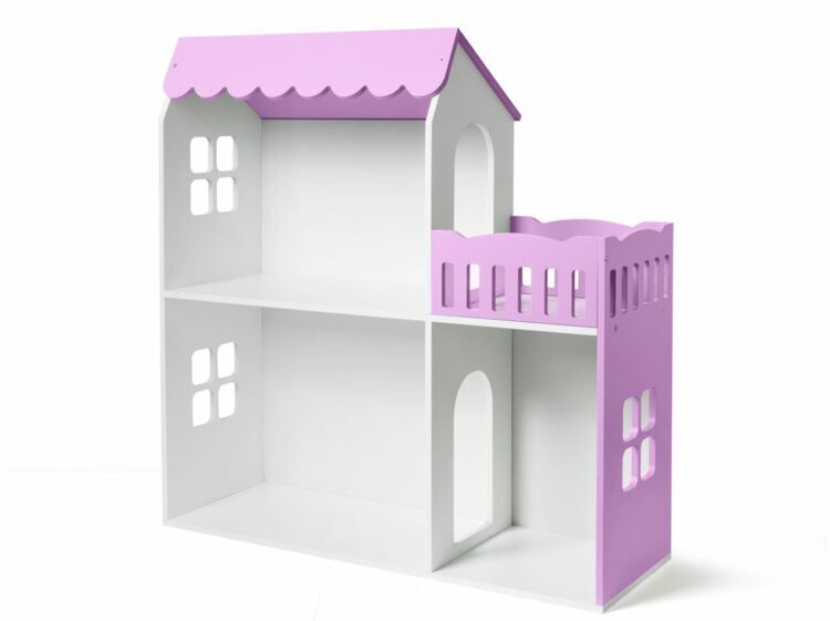 Кукольный домик два этажа с балконом сиреневый
